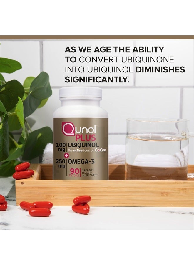 Qunol Plus Ubiquinol CoQ10 100mg, with Omega 3 Fish Oil 250mg, Extra Strength, Antioxidant for Heart & Vascular Health, Natural Supplement for Energy Production, Active Form of Coq10, 90 Count - Image 3