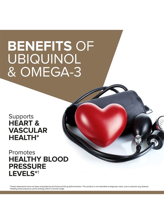 Qunol Plus Ubiquinol CoQ10 100mg, with Omega 3 Fish Oil 250mg, Extra Strength, Antioxidant for Heart & Vascular Health, Natural Supplement for Energy Production, Active Form of Coq10, 90 Count - Image 4