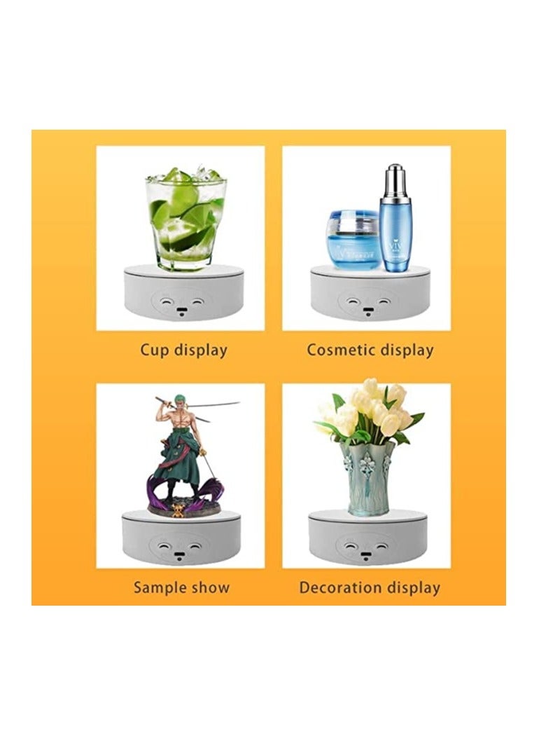 حامل عرض كهربائي يدور بزاوية 360 درجة، منصة دوارة صامتة للتصوير الفوتوغرافي، سعة 5.1 بوصة/6.6 رطل، مثالي لعرض المجوهرات والساعات والنماذج ثلاثية الأبعاد (أبيض) - Image 4