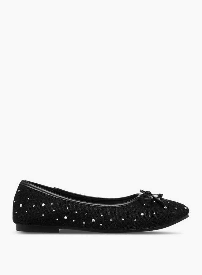 Flora Bella By Shoexpress Girls Bow Accent Slip-On Ballerina Shoes  - Image 3