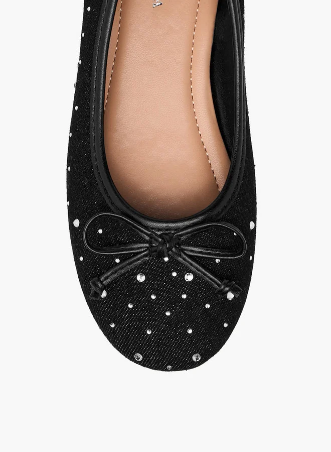 Flora Bella By Shoexpress Girls Bow Accent Slip-On Ballerina Shoes