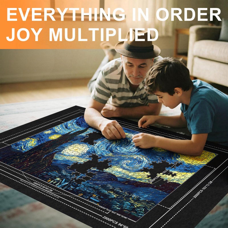 Napzy Jigsaw Puzzle Mat with 8 Sorter Trays, Roll Up Storage for 2000 1500 1000 Pieces Puzzle, Portable Puzzle Saver & Organizer, Inflatable Tube, Air Pump, Straps & Carry Bag for Travel - Image 2