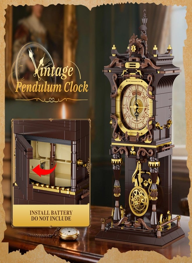 JAKI Vintage Swing Clock Building Blocks Set Real Working Mechanical Clock with Moving Pendulum & Rotating Dial, Retro Steampunk Home Decor Gift for Adults & Teens, Gifts for Birthdays and Christmas - Image 2