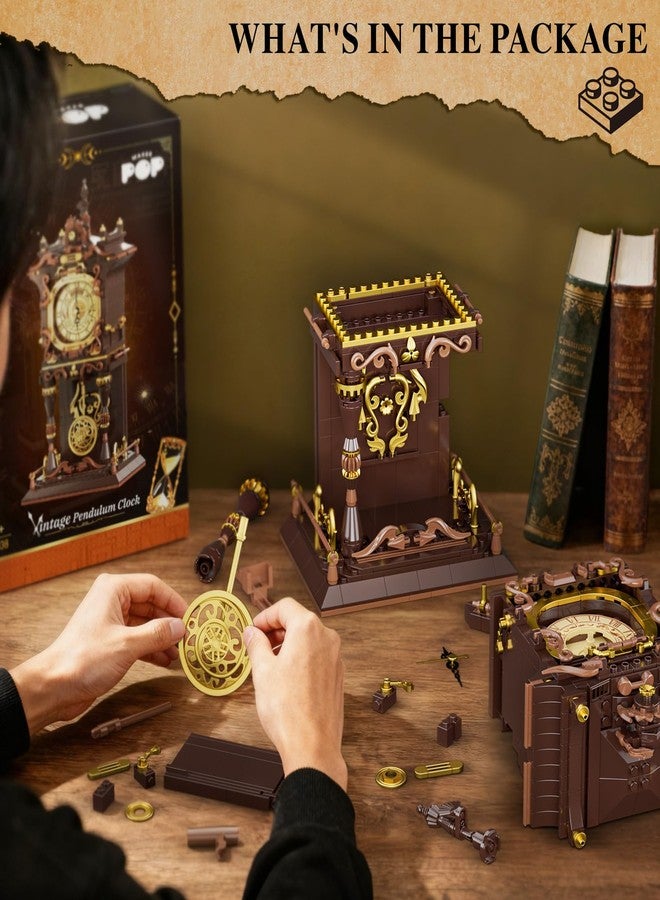 JAKI Vintage Swing Clock Building Blocks Set Real Working Mechanical Clock with Moving Pendulum & Rotating Dial, Retro Steampunk Home Decor Gift for Adults & Teens, Gifts for Birthdays and Christmas - Image 5