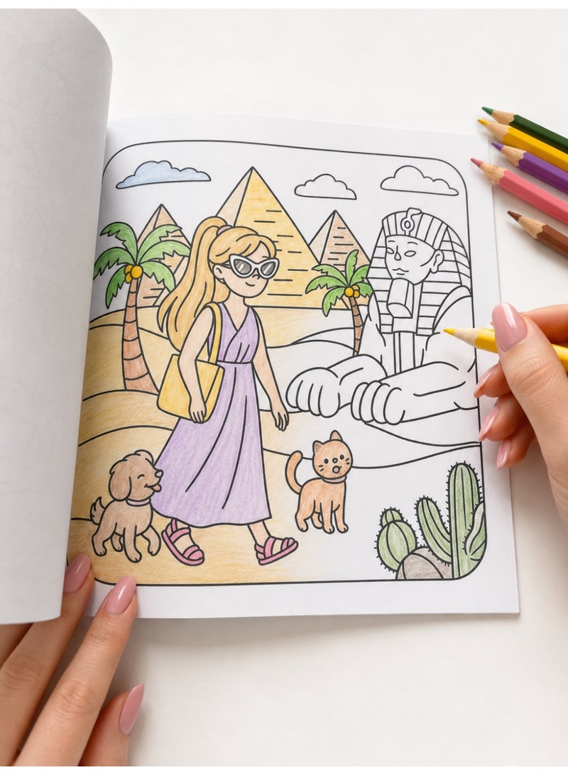كتاب تلوين لحظات الفتاة الصغيرة اللطيف والمريح - مشاهد يومية دافئة بخطوط عريضة، 24 صفحة بجهة واحدة (20x20 سم) - Image 5