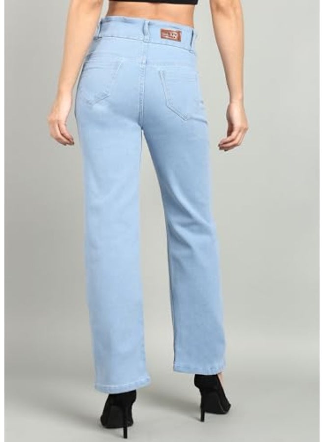 Nifty Women's Denim Stretchable 2-Button Straight Fit Jeans - Image 4