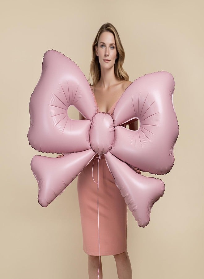 Eanjia Gaint Bow Balloons Bow Party Decorations for Girl Women Coquette Birthday Giant Helium Foil Balloon for Baby Shower Bridal Engagement Wedding Decor Bachelorette Party Supplies (Pink Coquette Bow, 2) - Image 1