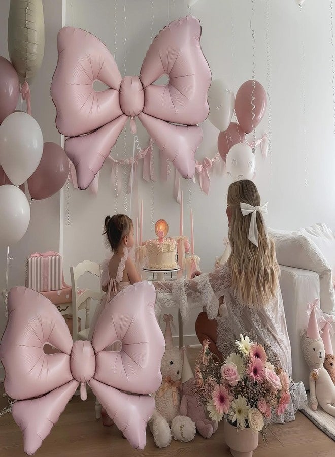 Eanjia Gaint Bow Balloons Bow Party Decorations for Girl Women Coquette Birthday Giant Helium Foil Balloon for Baby Shower Bridal Engagement Wedding Decor Bachelorette Party Supplies (Pink Coquette Bow, 2) - Image 3
