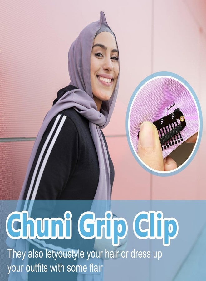 MAYCREATE® 20Pcs Black Chunni Dupatta Clips with Safety Pins, Stainless Steel Dupatta Pin Snap-on Hijab & Wig Clips for Women, Strong Grip, Rust-Resistant, Versatile Pins for Party & Daily Use - Image 4