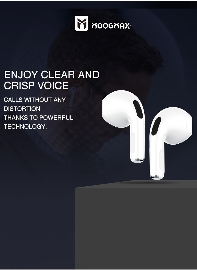 MOOGMAX - Moogmax MX-EP52 TWS wireless Earbuds with super small tine size, powerful sound, clear microphone HD voice, and powerful battery. - Image 1