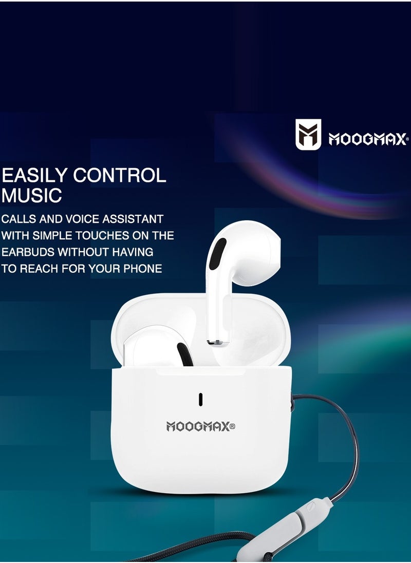 MOOGMAX - Moogmax MX-EP52 TWS wireless Earbuds with super small tine size, powerful sound, clear microphone HD voice, and powerful battery. - Image 1