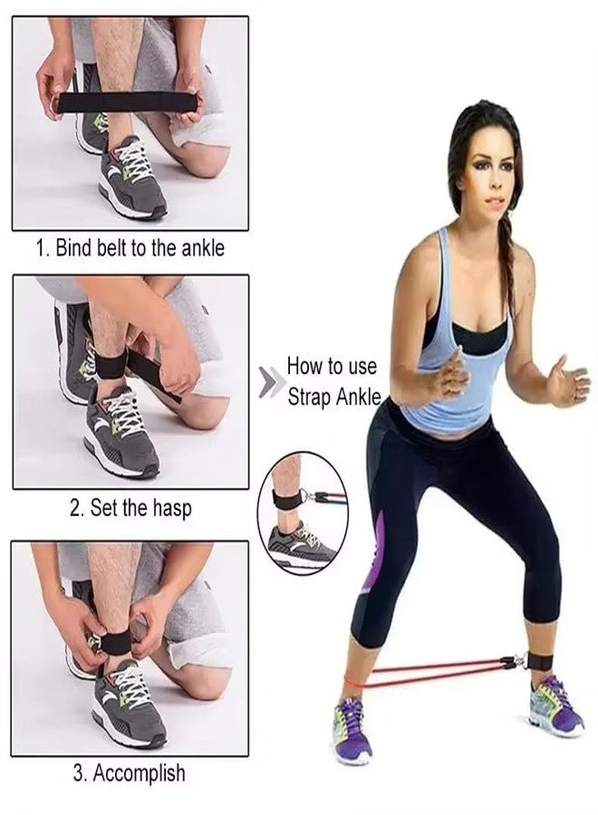 ERHETUS Portable 11-Piece Resistance Band for Men | Rubber Exercise Fitness Bands for Women | Training Gym Kit for Home Workout Includes Toning Tubes, Ankle Straps, Door Anchor, Handles and Carry Bag - Image 4