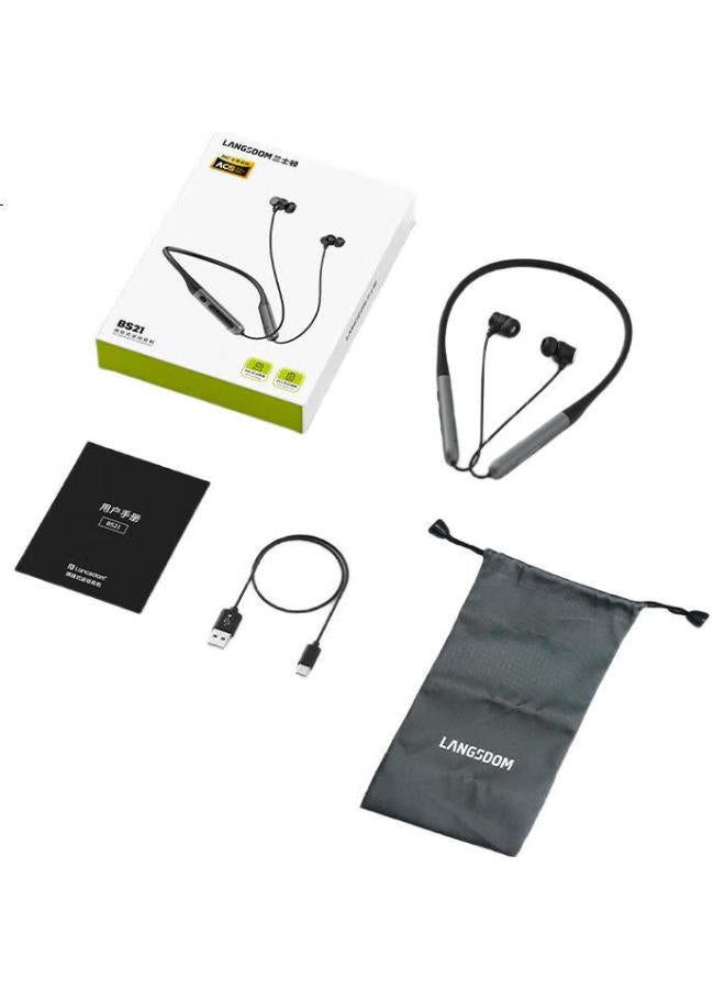 Langston Lanston Sports Bluetooth Neckband Wireless Running Earphones Bluetooth Anc Active Noise Cancelling Magnetic Switch For Apple Huawei Phones Bs21 Silver Grey - Image 3