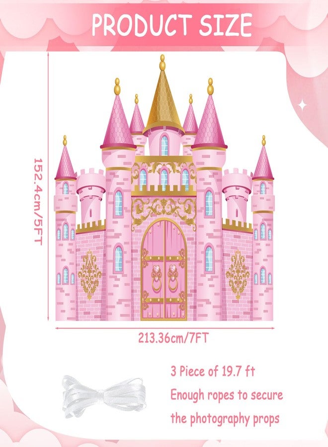 Panelee Princess Castle Party Decorations, Pink Castle Backdrop Photo Prop, 7 x 5 ft Large Princess Birthday Party Decoration for Girls Photo Background Birthday Supplies - Image 2