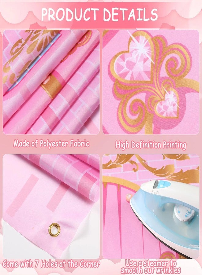 Panelee Princess Castle Party Decorations, Pink Castle Backdrop Photo Prop, 7 x 5 ft Large Princess Birthday Party Decoration for Girls Photo Background Birthday Supplies - Image 3