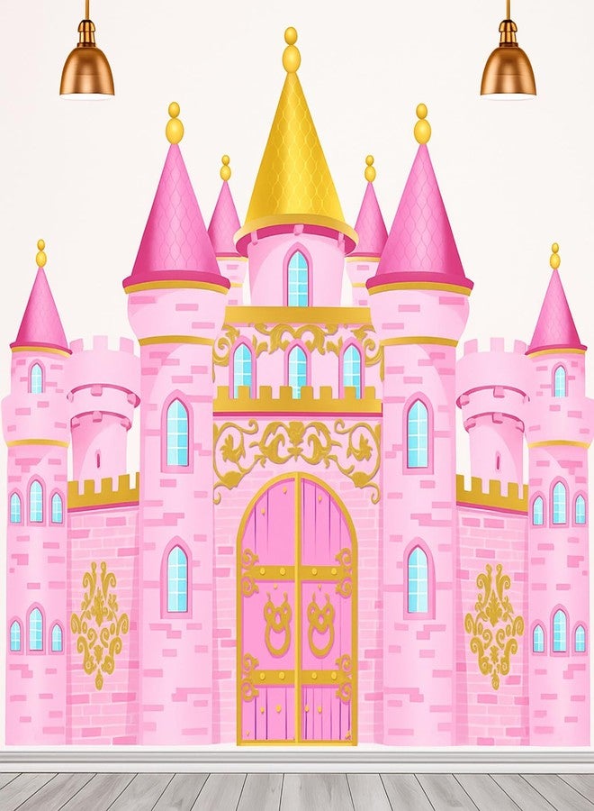 Panelee Princess Castle Party Decorations, Pink Castle Backdrop Photo Prop, 7 x 5 ft Large Princess Birthday Party Decoration for Girls Photo Background Birthday Supplies - Image 1