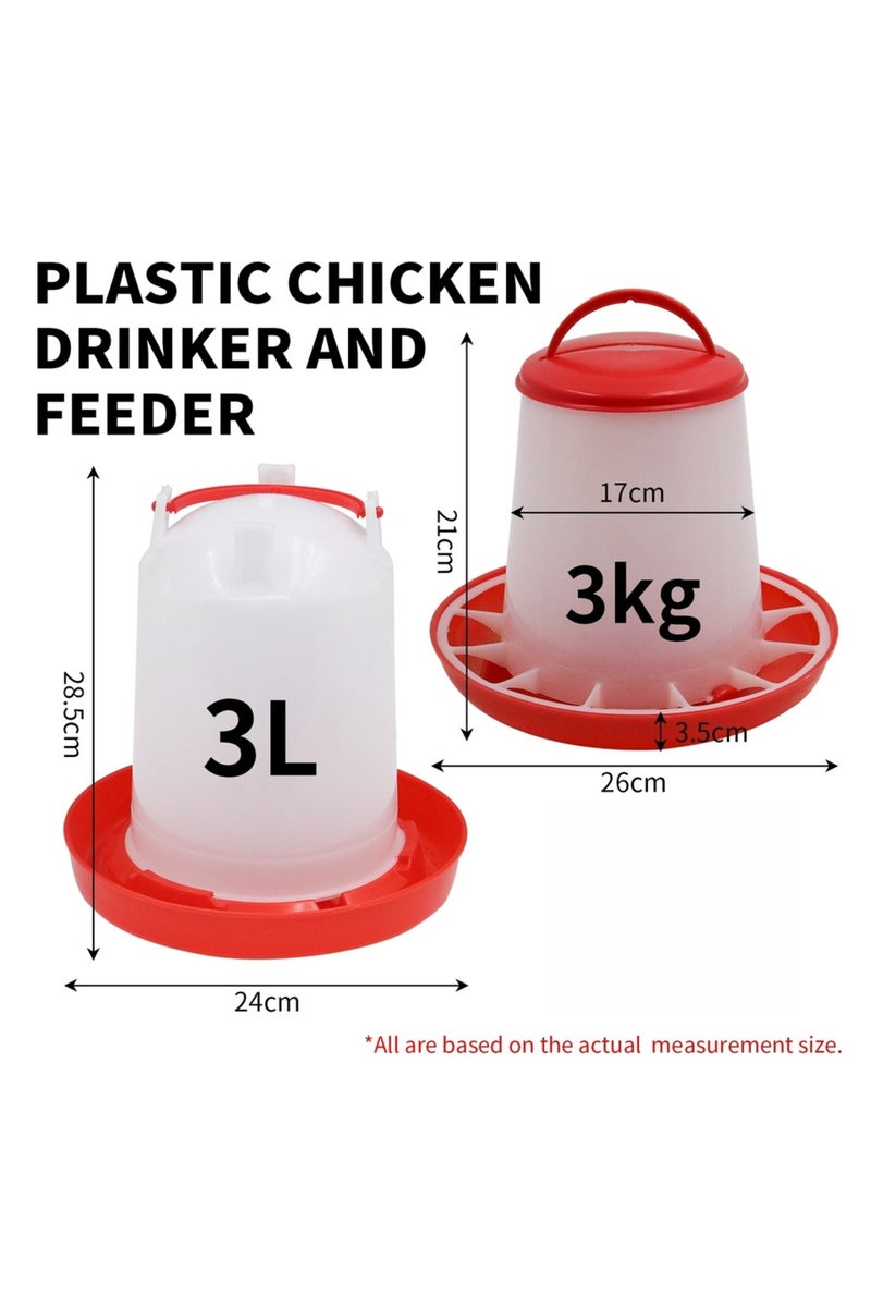 معلف ومسقى دواجن أوتوماتيكي سعة 3 كجم + 3 لتر، مع موزع ماء وطعام للدجاج والطيور