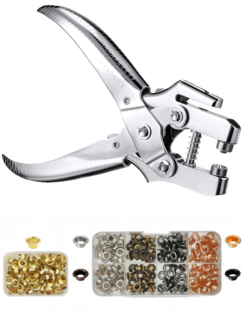301-Piece Grommet Tool Kit, 8.6-inch Locking Ring Pliers, Grommet Eyelet Pliers Set, Eyelet Punch Pliers, Grommet Hand Press Pliers, Contains 300 Grommet Eyelets, Shoes, Clothes, Bags, Craft Supplies - Image 1