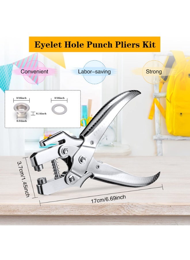 301-Piece Grommet Tool Kit, 8.6-inch Locking Ring Pliers, Grommet Eyelet Pliers Set, Eyelet Punch Pliers, Grommet Hand Press Pliers, Contains 300 Grommet Eyelets, Shoes, Clothes, Bags, Craft Supplies - Image 2