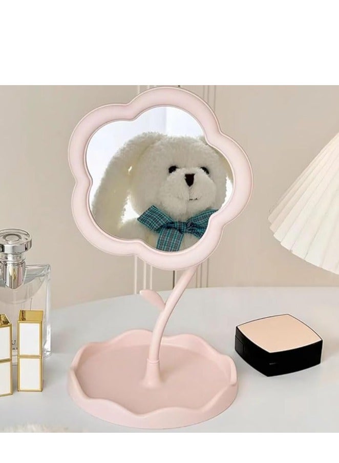 Flower-Shaped Makeup Mirror for Desk Vanity Mirror for Bedroom,Living Room and Minimal Spaces Room Decor Home Decorations (Pink)  - Image 4