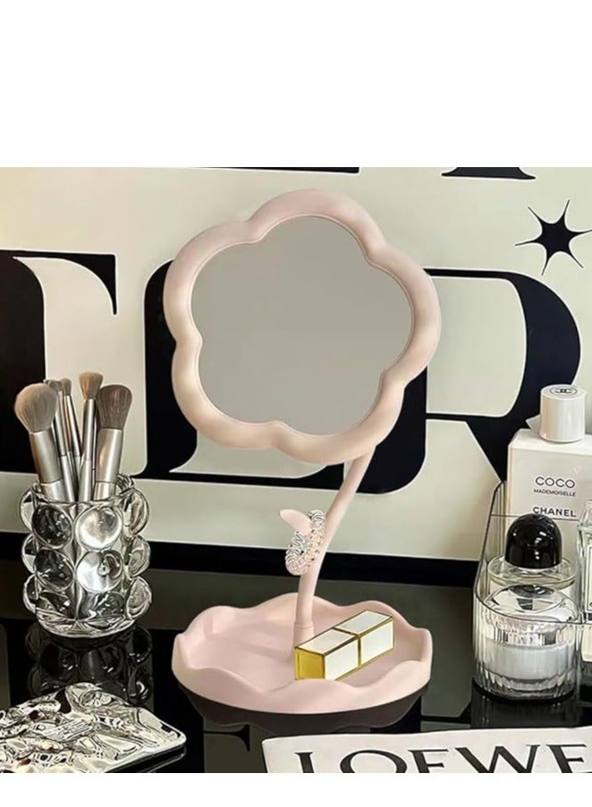 Flower-Shaped Makeup Mirror for Desk Vanity Mirror for Bedroom,Living Room and Minimal Spaces Room Decor Home Decorations (Pink)  - Image 5
