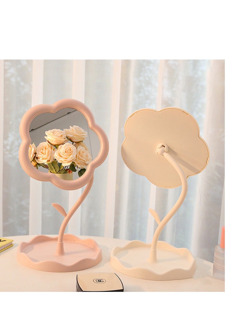 Flower-Shaped Makeup Mirror for Desk Vanity Mirror for Bedroom,Living Room and Minimal Spaces Room Decor Home Decorations (Pink)  - Image 2