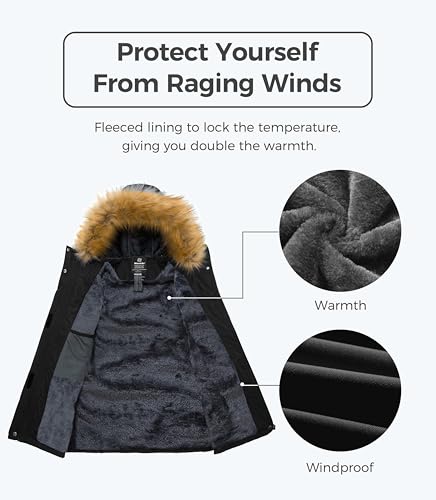 wantdo Women's Mountain Snowboard Jacket Winter Snow Coats Waterproof Skiing Outerwear Black XL - Image 3