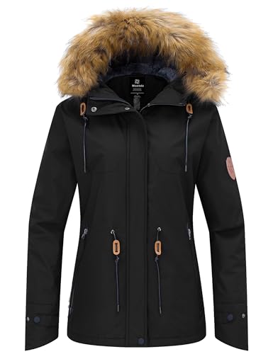 wantdo Women's Mountain Snowboard Jacket Winter Snow Coats Waterproof Skiing Outerwear Black XL - Image 1