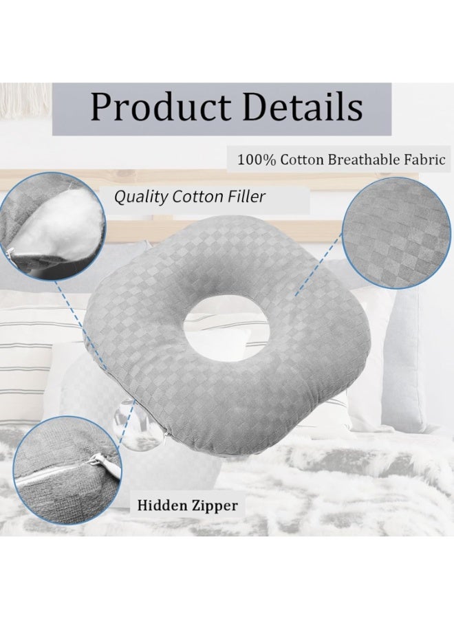 XUN Ear Piercing Pillow for Side Sleepers, O-Shaped Ears Hole for CNH and Ear Pain, Ear Inflammation Pressure Sores, Cotton Pillow, Ear Guard Pillows - Image 5