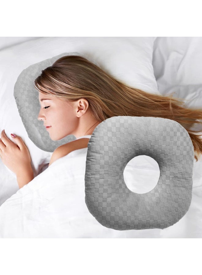 XUN Ear Piercing Pillow for Side Sleepers, O-Shaped Ears Hole for CNH and Ear Pain, Ear Inflammation Pressure Sores, Cotton Pillow, Ear Guard Pillows - Image 2