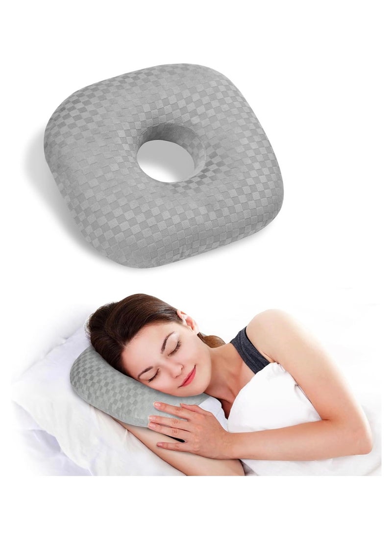 XUN Ear Piercing Pillow for Side Sleepers, O-Shaped Ears Hole for CNH and Ear Pain, Ear Inflammation Pressure Sores, Cotton Pillow, Ear Guard Pillows - Image 1