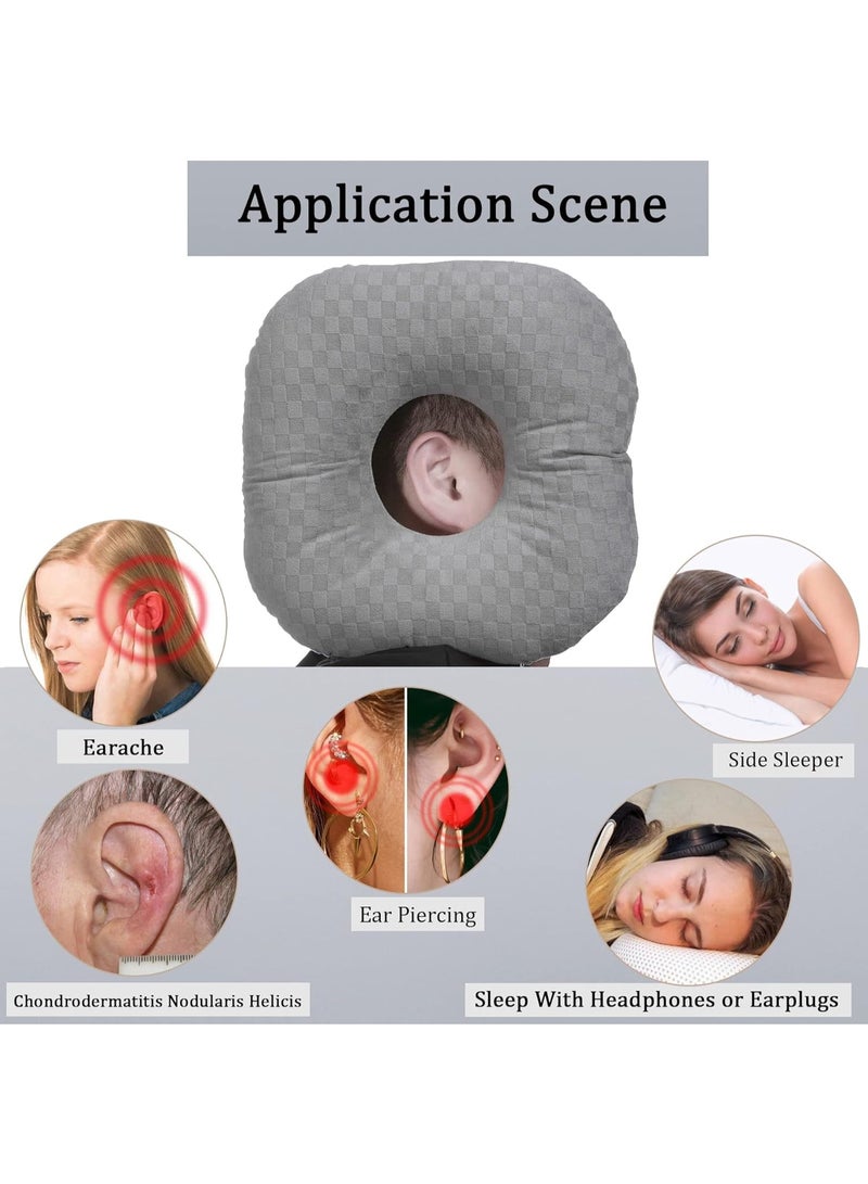 XUN Ear Piercing Pillow for Side Sleepers, O-Shaped Ears Hole for CNH and Ear Pain, Ear Inflammation Pressure Sores, Cotton Pillow, Ear Guard Pillows - Image 3
