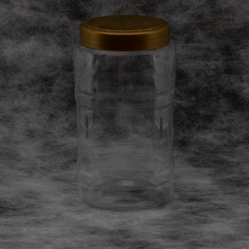 ARTISTIC Funoni Gold Prominent Lid 6 Pack Clear White Plastic Jar - 1500ml, 9cm Diameter, Healthy, Vacuum, Reusable, Cylindrical, White - Image 3