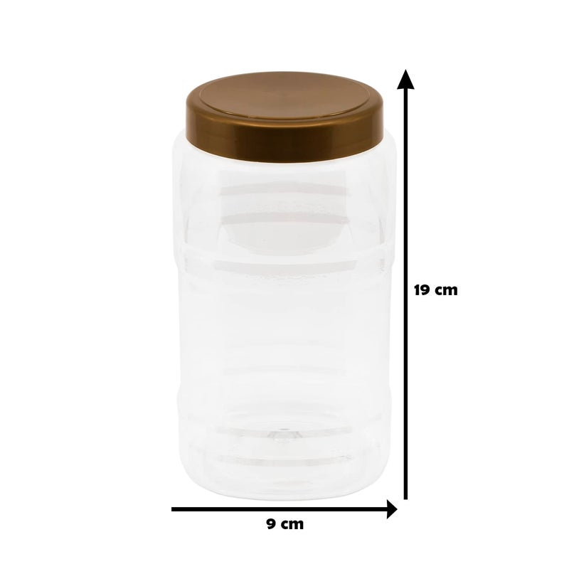 ARTISTIC Funoni Gold Prominent Lid 6 Pack Clear White Plastic Jar - 1500ml, 9cm Diameter, Healthy, Vacuum, Reusable, Cylindrical, White - Image 2