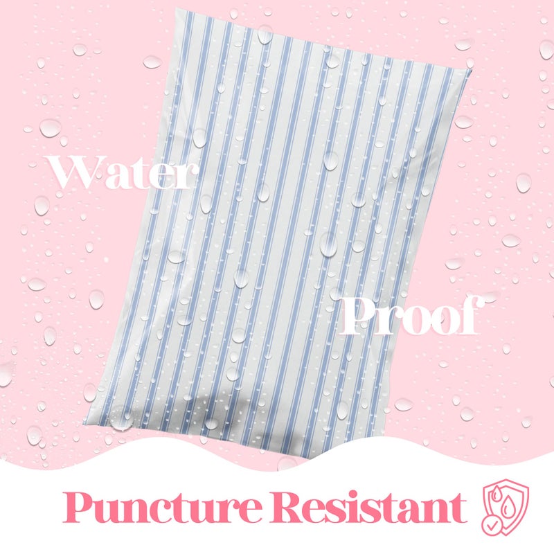 Pretty Package Store 10x13 Designer Poly Mailer 100 Pack Heavy Duty Waterproof Self Seal Shipping Bags for Small Business Large Mailing Envelopes Bulk Tear Resistant Packaging Blue Stripes - Image 4
