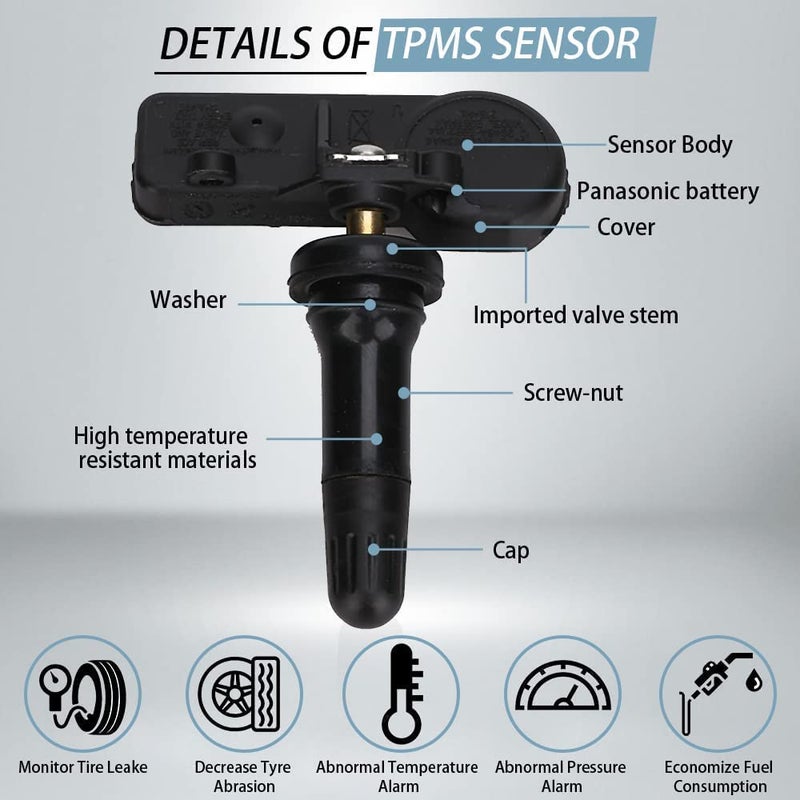 Yikesai مستشعر TPMS - نظام مراقبة ضغط الإطارات 315MHZ متوافق مع شيفي سيلفرادو GMC كاديلاك بويك - بديل للأرقام # 13586335 13598771 13598772 13581558 - Image 4