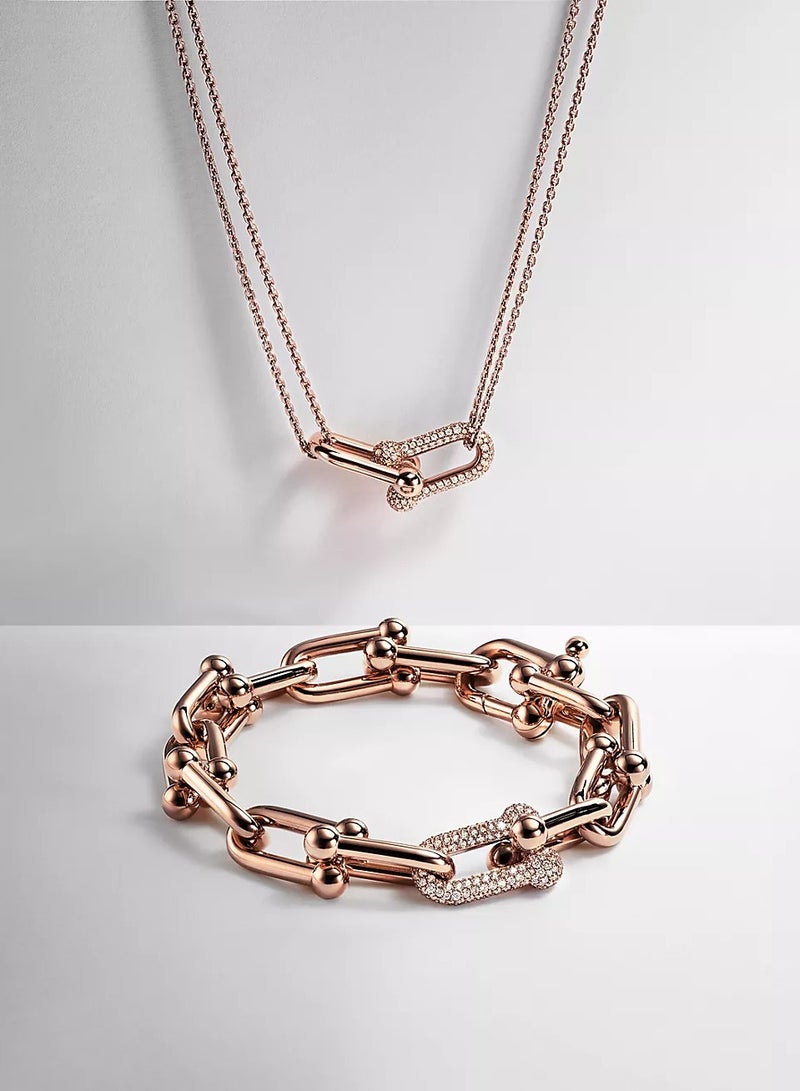 Tiffany & Co. Tiffany HardWear Large Double Link Pendant in Rose Gold with Pavé Diamonds - Image 5