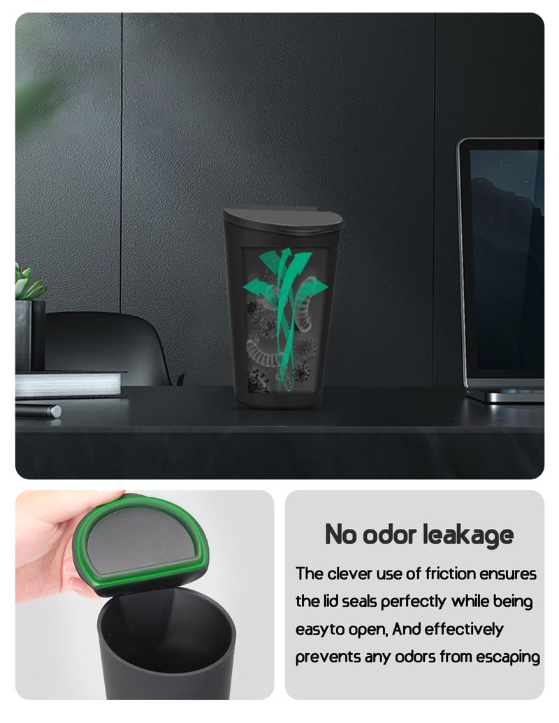 BMZX Car Trash Can with Lid Small Cup Holder Door Pocket Garbage Can Trash Bin Trash Container Fits Auto Home Office, Black 2Pcs - Image 3
