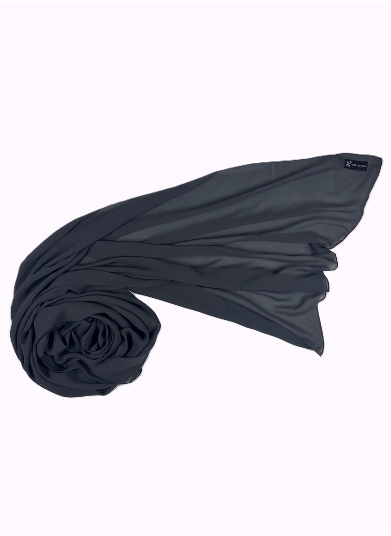 Perfectory PERFECTORY Women Lightweight Solid Chiffon Hijab Shawl Soft Premium Abaya Shawl Wrap Scarves, Long Bridal Hijab Scarf- Slate Grey  - Image 2