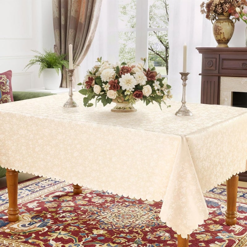 Smiry Rectangle Table Cloth, Waterproof Heavy Duty Vinyl Tablecloths, Wipeable Washable Table Cover for Kitchen and Dining Room (Beige, 70" X 120") - Image 2