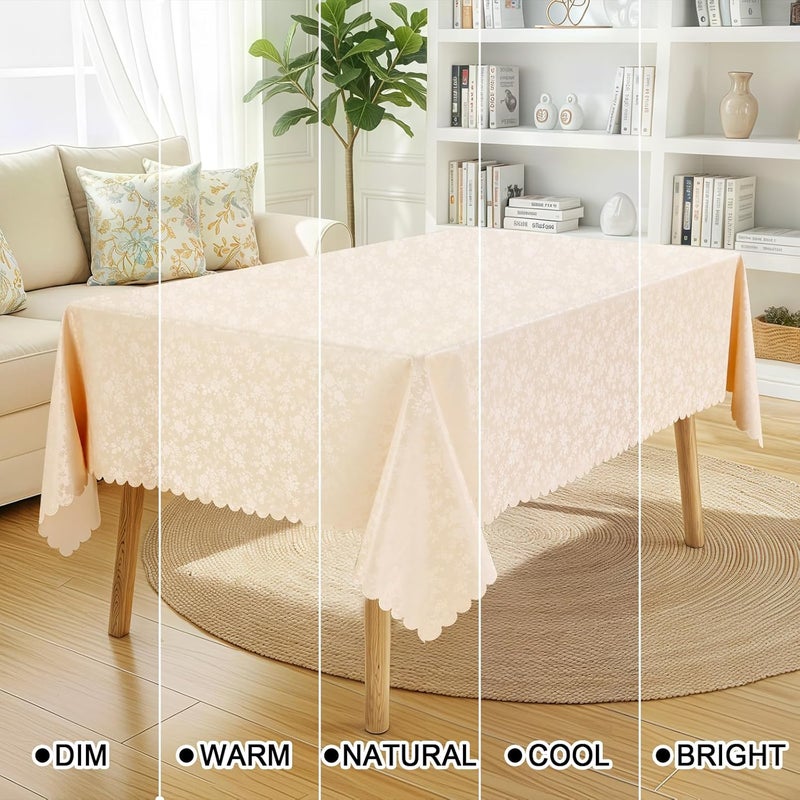 Smiry Rectangle Table Cloth, Waterproof Heavy Duty Vinyl Tablecloths, Wipeable Washable Table Cover for Kitchen and Dining Room (Beige, 70" X 120") - Image 3