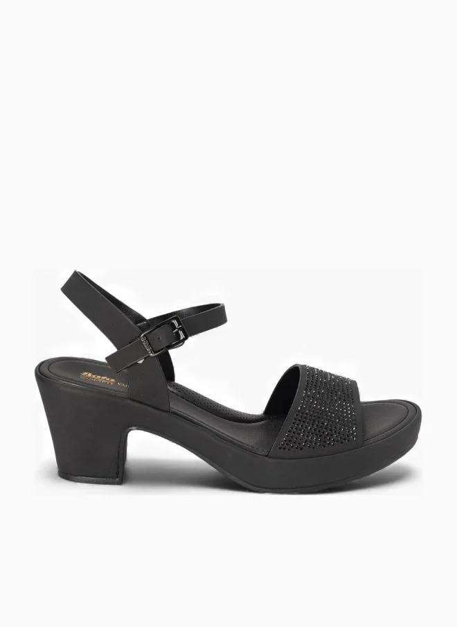Bata Comfit Embellished Cushion Block Heel Sandals