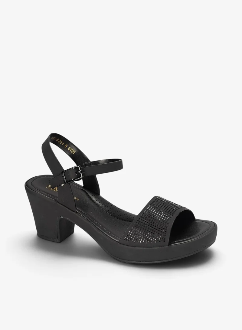 Bata Comfit Embellished Cushion Block Heel Sandals