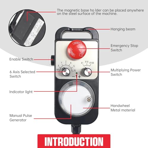 CNCTOPBAOS 100PPR Universal 6 Axis CNC Handwheel MPG Pendant with Emergency Stop Manual Pulse Generator for Siemens/MITSUBISHI/CNC Router Engraving Milling Lathe Machine Remote CNC Controller - Image 2