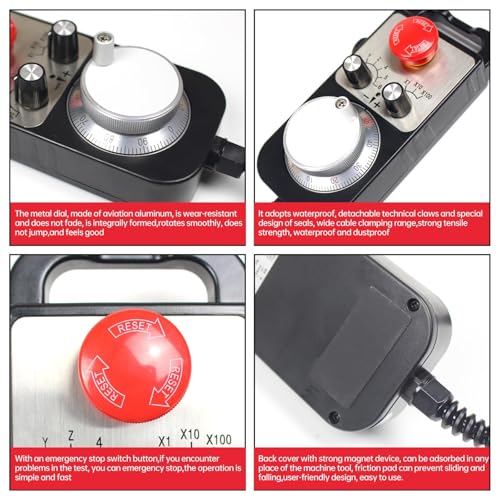 CNCTOPBAOS 100PPR Universal 6 Axis CNC Handwheel MPG Pendant with Emergency Stop Manual Pulse Generator for Siemens/MITSUBISHI/CNC Router Engraving Milling Lathe Machine Remote CNC Controller - Image 3