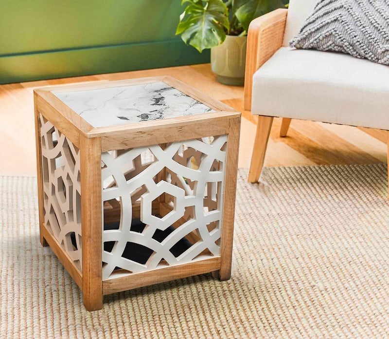 UHUD CRAFTS Wooden Side Table Modern End Table Coffee Table Corner Table for Plant Decor Sofa Side Table for Home Decoration Living Room Bedroom Office Garden Balcony