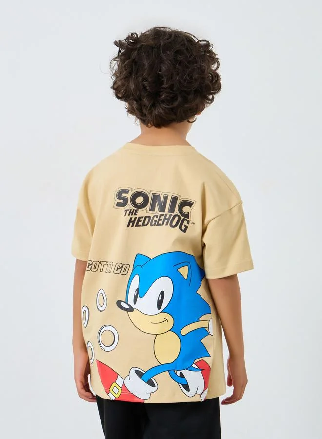 Styli Boys Beige Sonic the Hedgehog Oversized T-Shirt