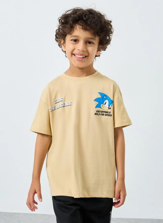 Styli Styli Boys Beige Sonic the Hedgehog Oversized T-Shirt
