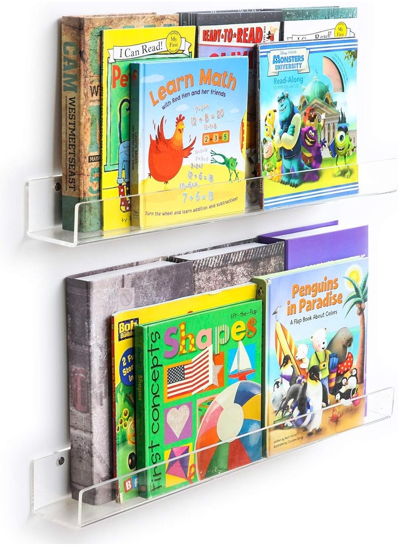 Generic - Acrylic Invisible Floating Bookshelf 24inch 2 Pack,Kids Clear Wall Bookshelves Display Book Shelf - Image 1