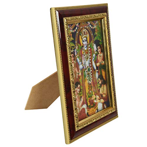 Strotam™ Fibre Lord Satyanarayana Swamy/Vishnu Photo Frame/Poster Frame with American Diamond work, 8 X 10 Inch, Brown Gold, 1 Piece. - Image 2